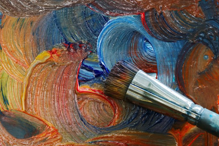 Painting in oil colours - brush and colors